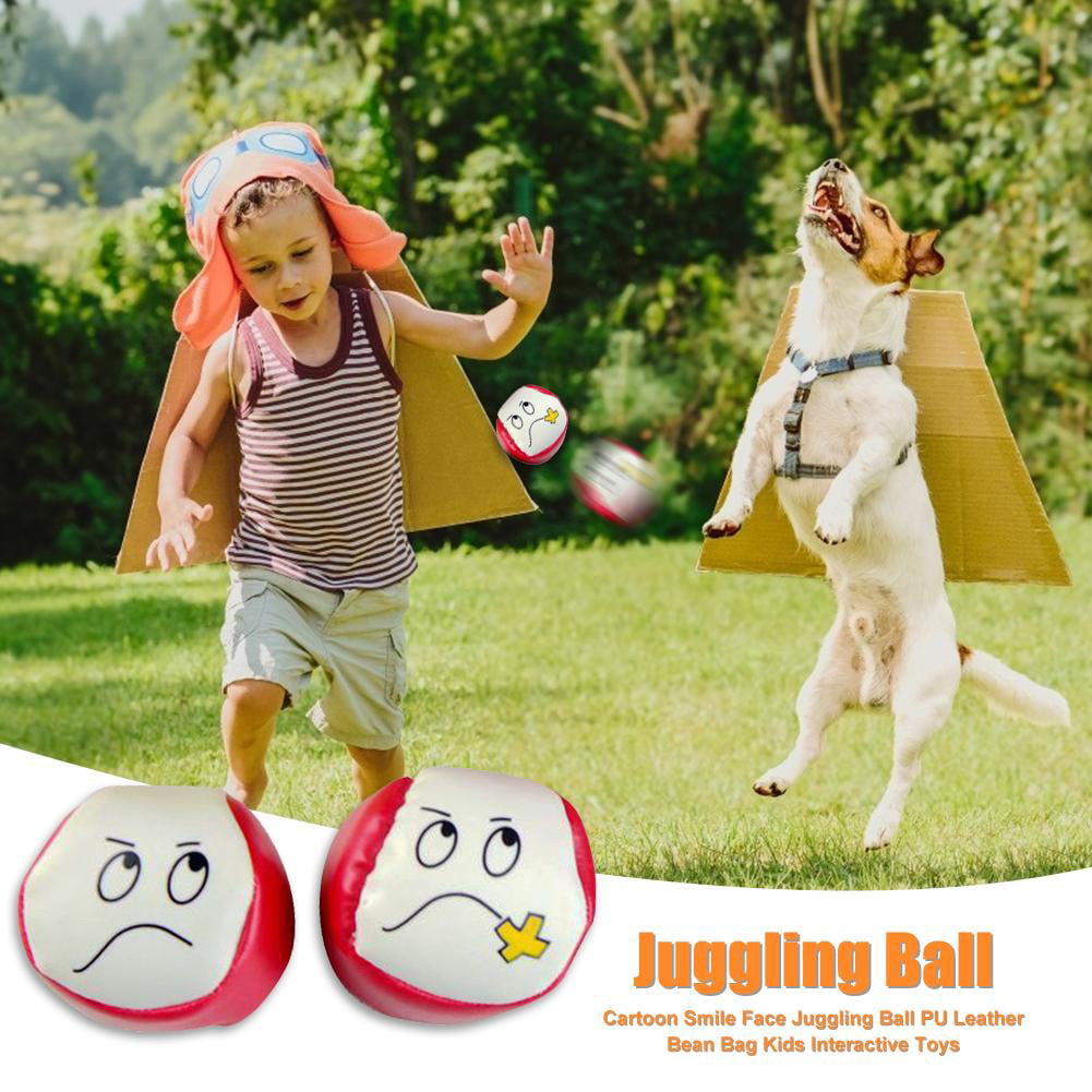 Cartoon Smile Face Juggling Ball PU Leather Bean Bag Kids Interactive Toys N#S7 