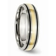 thumbnail image 4 of Titanium/14K Titanium Antiqued And Brushed With 14K Yellow Inlay 6mm Grooved Band (Size 12.5) Made In China tb108-12.5, 4 of 4