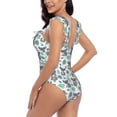 thumbnail image 5 of Yiaed Bears and Tropical Leaves Print Women's Ruffled One Piece Swimsuit V Neck Swimwear Slimming Monokini for Woman-Small, 5 of 8