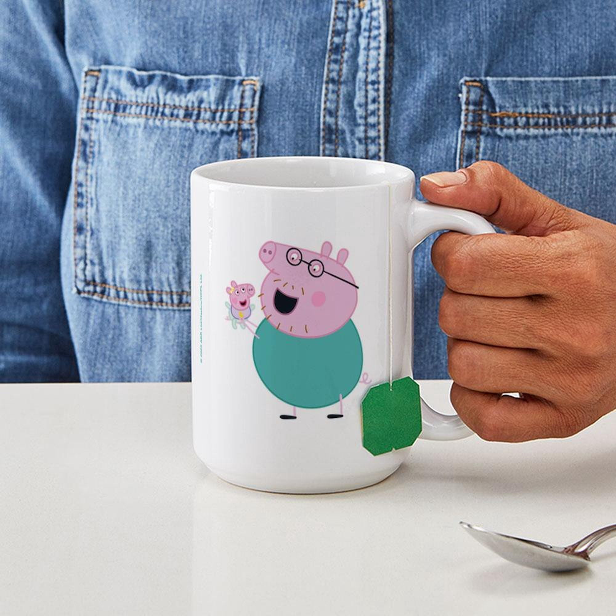 CafePress - Peppa Pig: Daddy Pig & Baby - 15 oz Ceramic Large White Novelty Mug