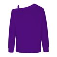 thumbnail image 4 of AXXD Purple Basic Summer Shirts for Women 2024 Trendy Casual Solid One Shoulder Pullover Long Sleeve Top, 4 of 5