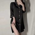 thumbnail image 1 of Pijama Sexy de verano para mujer, camisa fina de satén de gran tamaño, vestido de lencería largo blanco, camisón de tentación fino de alta gama, 1 of 4