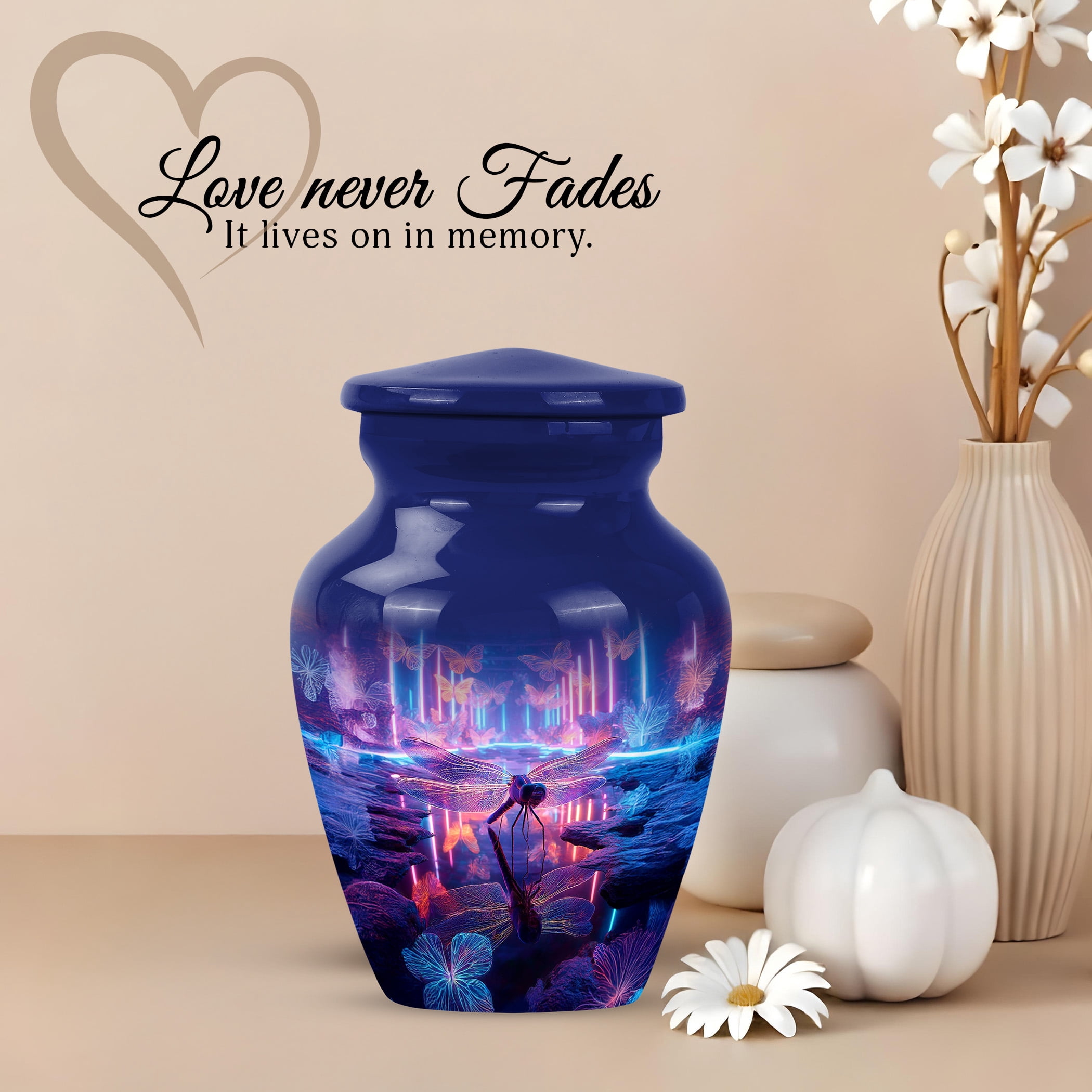 JAGSHASHI Dragonfly Mini Keepsake Sharing Urn – Small Cremation Urns For Human Ashes Adult Man or Pet Ashes – Funeral Token Urn with Velvet Box – Memorial Tribute for Families (Purple 3 Inch)
