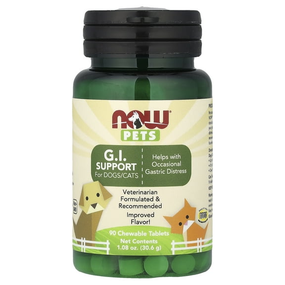 NOW Foods Pets, GI Support, For Dogs/Cats, Digestive Health 90 Chewable Tablets
