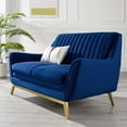 thumbnail image 5 of Tufted Loveseat Sofa, Velvet, Blue Navy, Modern Contemporary Urban Design, Living Lounge Room Hotel Lobby Hospitality, 5 of 8