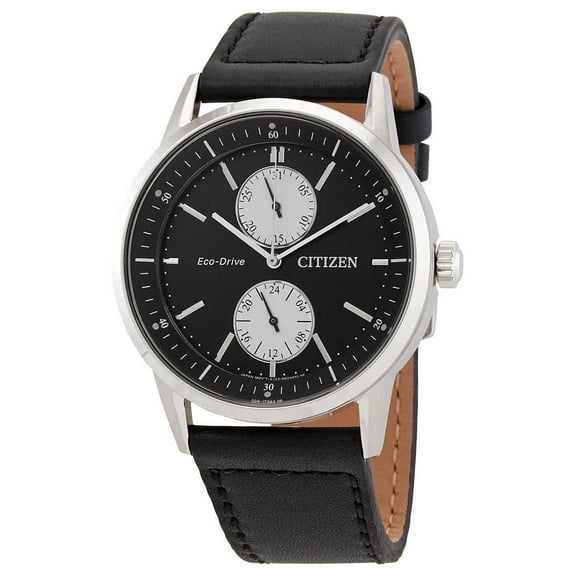 Citizen Eco-Drive Black Dial Black Leather Men's Watch BU3020-15E