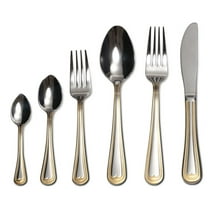 Venezia Collection"Beads" 75-Piece Fine Flatware Set, Silverware Cutlery Dining Service for 12, Premium 18/10 Surgical Stainless Steel, 24K Gold-Plated Hostess Serving Set