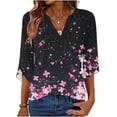 thumbnail image 6 of Tqcoqu Women's Casual Loose Tunic Tops Blouses,V Neck 3/4 Sleeve Floral Print Fit Tops,Blue-C Women's S-XL, 6 of 7