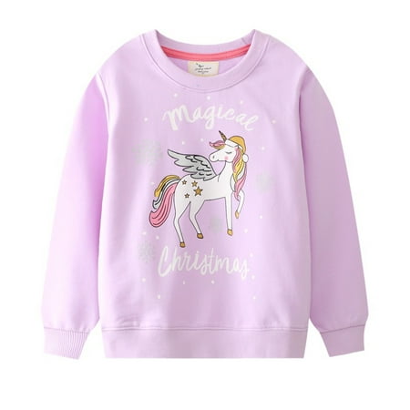 

Aolyty Toddler Girls Sweatshirts Crewneck Pullover Unicorn Tops 2T