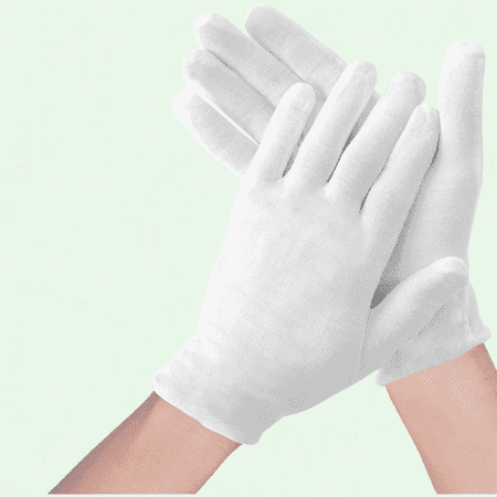 White Cotton Gloves for Dry Hands - 32 Pcs (16 Pairs) - Overnight Moisturizer - Eczema Gloves - Women's Sleeping Gloves - Cosmetic Jewelry Inspection Gloves - Silver Moisturizing Gloves