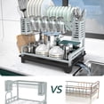 thumbnail image 2 of Dish Drying Rack, 2 Tier Dish Racks for Kitchen Counter, Large Dish Drying Rack with Drainboard & Utensil Holders, Rust-Proof Dish Drainers,Kitchen Organization，Gray, 2 of 6