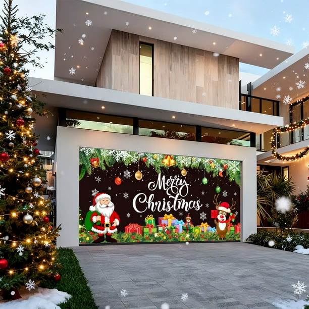 Decoraciones navideñas, adornos navideños, regalos navideños, banderines navideños para garaje, banderas para garaje, decoración festiva para puertas, ambiente de fiesta, fondos decorativos, banderas