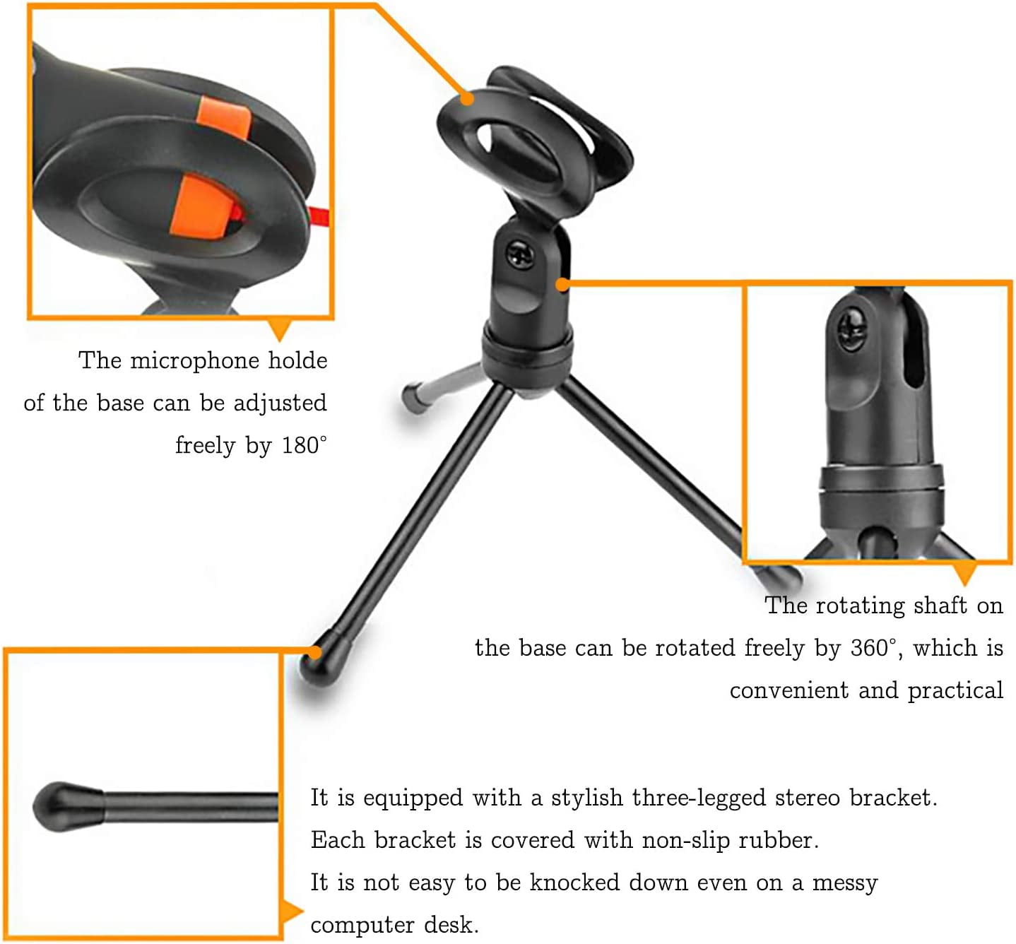 NOGIS PC Microphone with Mic Stand Professional 3.5mm Jack Recording Condenser Microphone Compatible with PC Laptop iPad iPhone Mac-Recorder Singing Gaming