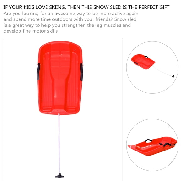 ibasenice Red Plastic Outdoor Winter Slider Snow Sled with Safe Handle for Snow Grass and Sand
