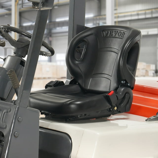 Asiento universal para carretilla elevadora VEVOR con respaldo ajustable microinterruptor y cinturón de seguridad