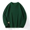thumbnail image 3 of Sudaderas de cuello redondo para hombre, ropa de primavera, estampado de gofres, camisas de manga larga, ropa de calle, sudaderas con capucha de color liso sin capucha, 3 of 4