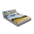 thumbnail image 2 of Ambesonne Landscape Fitted Sheet & Pillow Sham Set, Road Hot Sunny Road, Queen, Amber Taupe Green, 2 of 2
