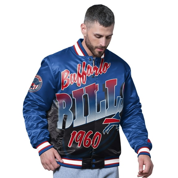 Men's Starter Royal Buffalo Bills Pass Rush Varsity Full-Snap Jacket