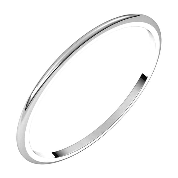 14k White Gold Half Round 1mm Lightweight Light Wedding Band Ring Size 11 Wedding Band for Women and Men