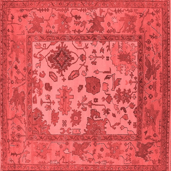 Ahgly Company Indoor Square Oriental Red Industrial Area Rugs, 5' Square
