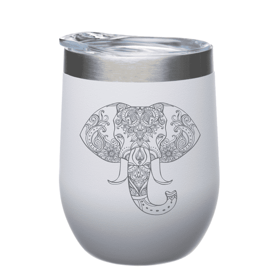 C&M Personal Gifts  12 oz Elephant Insulated Stainless Steel Wine Tumbler