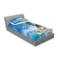 thumbnail image 2 of Ambesonne Nautical Fitted Sheet & Pillow Sham Set, Seascape Lake Tahoe, Twinxl, Blue Grey, 2 of 2