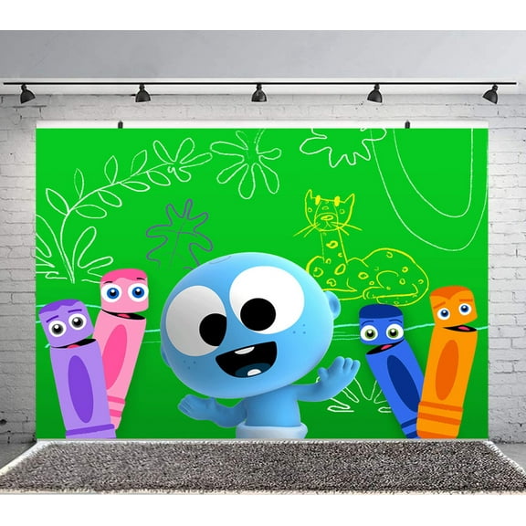 Babyfirst Color Crew Backdrop Banner Party Supplies Poster Movie Theme Background for Photography Kids Birthday Decorations