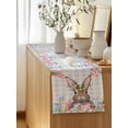 thumbnail image 5 of Table Runner 36 Inches Long for Kitchen Dining, Bunny Easter Dresser Scarf Farmhouse, Dining Table Decorations for Wedding/Parties, Pink Floral Eggs Farmhouse Checkered 13 x 36 In, 5 of 8