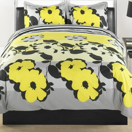 Beco Home Flower Stripe 3 Piece Duvet Cover Set