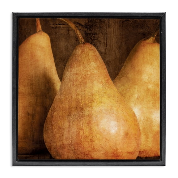 Stupell Industries French Country Rustic Vintage Pears Black Floating Frame Canvas Art, 18 x 18, by Caroline Kelly