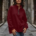 thumbnail image 5 of cocolona Womens Half Zip Pullover Sweatshirts Casual Long Sleeve Stand Collar Shirts Workout Loose Solid Color Tops, 5 of 8