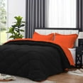 thumbnail image 2 of DNG Creations 3 Piece Reversible Diamond Pattern Comforter Solid - 100% Egyptian Cotton, 800 TC ( Oversized Queen - Size ) All-Season 550 GSM ( Orange/Black Colour ), 2 of 7