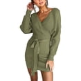 thumbnail image 2 of Mini Vestido De Suéter, Vestido De Punto De Abrigo Súper Suave De Manga Larga De Murciélago De Moda Con Cinturón Para Primavera Invierno Otoño ANGGREK Otros, 2 of 5
