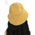 thumbnail image 4 of Gustave Fuzzy Bucket Hat for Women Winter Faux Fur Sherpa Bucket Hats Cloche Soft Warm Plush Fisherman Cap, Yellow, 4 of 9