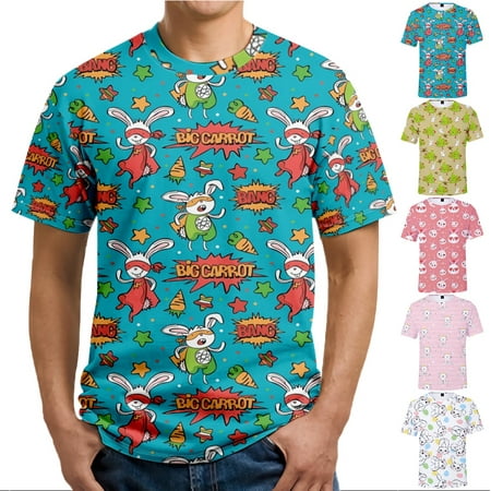 

Easter Men s and Big Men s Crewneck Short Sleeve Tee Shirts Loose Tops Shirt Regular & Big Man Sizes