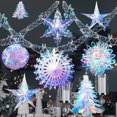 thumbnail image 4 of Cortinas de abanico con forma de panal de abeja, copos de nieve, árbol de Navidad, estrellas, iridiscentes y brillantes, para decoración de fiestas de cumpleaños, bodas y Navidad, al por mayor, 4 of 5