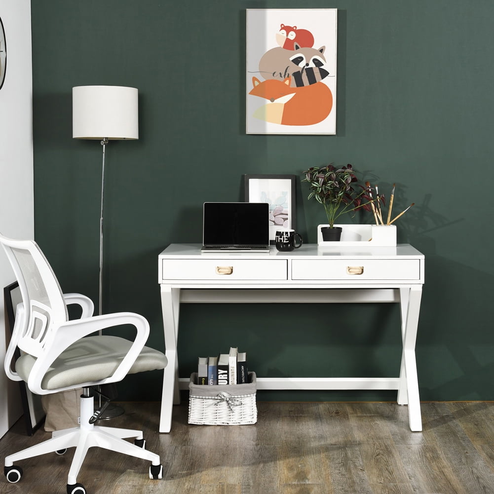 Kepooman 44" Modern Wooden Console Table with Drawers for Small Spaces, White Kepooman 44" Modern Wooden Console Table with Drawers for Small Spaces, White