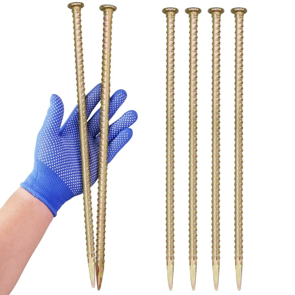 Estacas de Barra Reforzada JPOIP 40 cm - Acero Galvanizado de 1,27 cm de Diámetro (Paquete de 6)