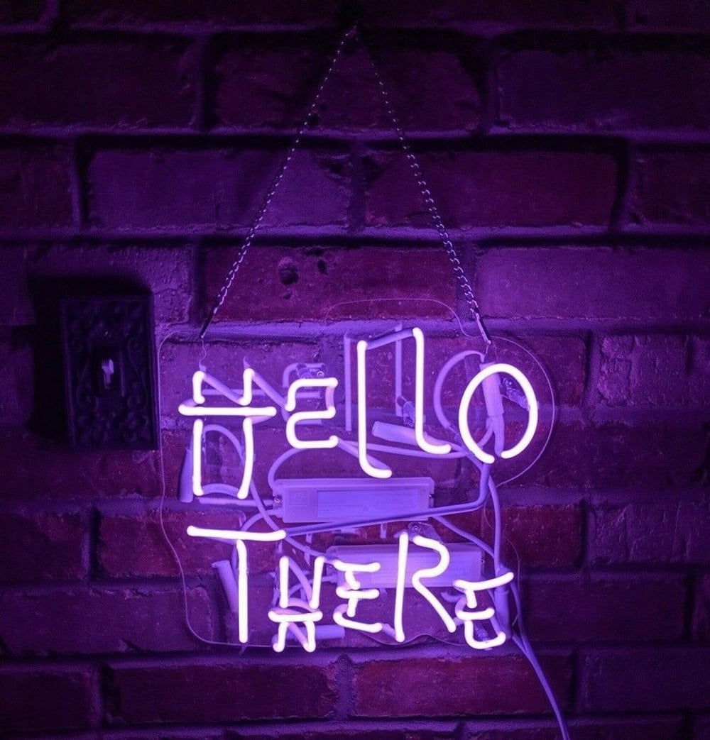 New Hello There Purple Bar Pub Acrylic Neon Light Sign 24" 