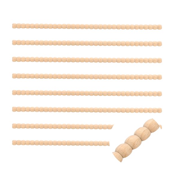 8 Pack 15.75" Decorative Wood Trim, Unfinished 3D Wooden Furniture Molding Trim for DIY Craft, Home Wall Cabinet Shelf Window Door (Half-Round Pearl, 14mm)