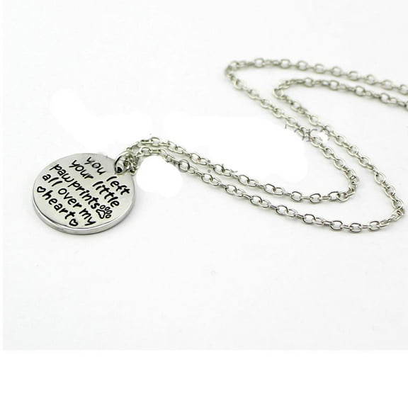 Sexy Sparkles "you left your little paw prints all over my heart " Necklace pet Paw Print necklace Dog Cat Lover Gift Jewelry