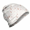 thumbnail image 1 of Pastel Unisex Beanie, Soft Hatches and Leaves Art, Hiking Outdoors, Blush Rust and White, by Ambesonne, 1 of 1