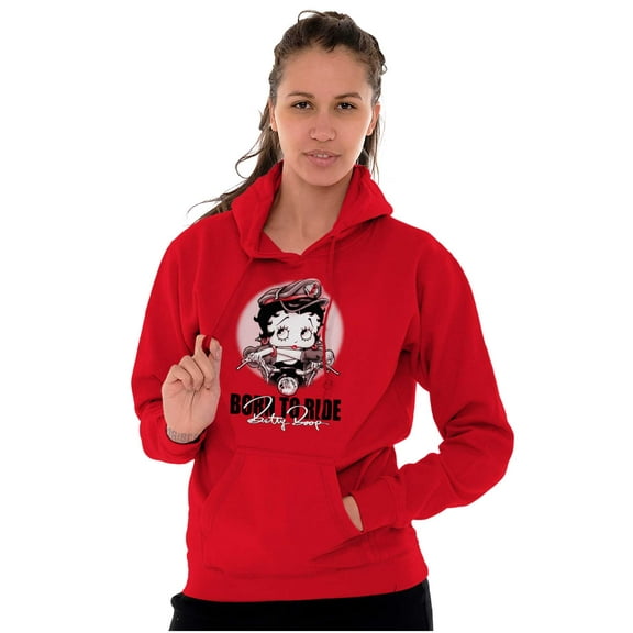 Biker Betty Boop Cartoon Born to Ride Hoodie Sweatshirt Women Brisco Brands S