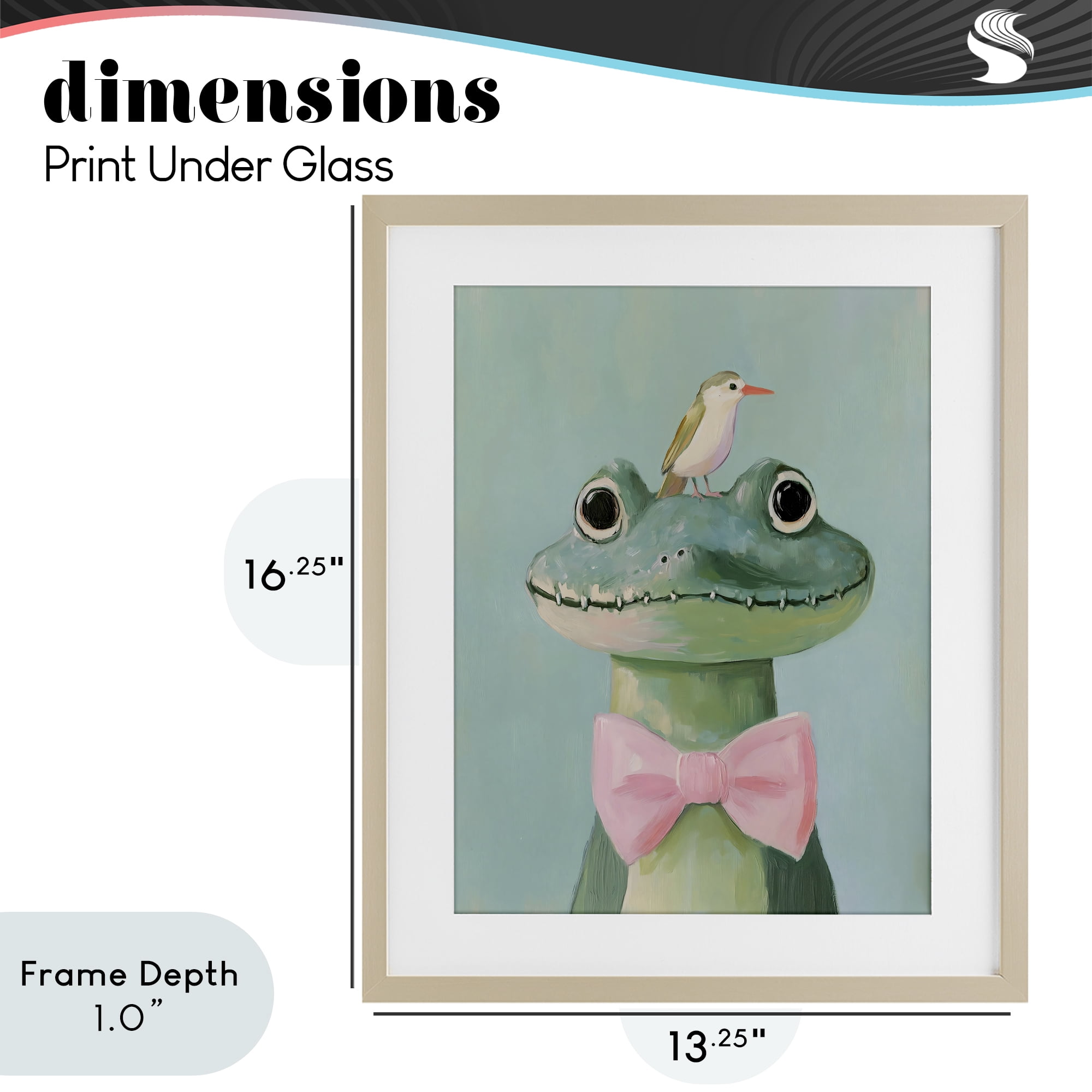 Stupell Industries Crocodile & Bird with Bowtie Birch Framed Print Under Glass, design by The Prints Vibe