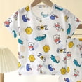 thumbnail image 4 of Gubotare Pjs for Boys Short Sleeve Toddler Girls Boys Kids Girls Boys Animal Flower Patern Sleepwear Pajamas Summer Viscose Pjs 3T 4T (Dark Blue,3-4 Years), 4 of 5
