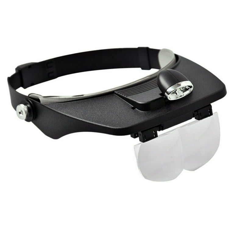 Headband Magnifier Head Magnifying Glasses Hands-Free Optical Professional  Head-Worn Lighted Magnifier with 4 Detachable Lenses 1.2X 1.8X 2.5X 3.5X  for Sewing Crafts Reading 