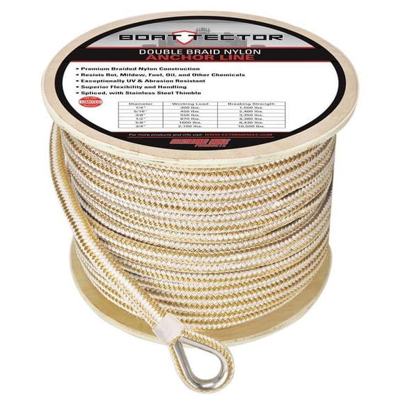 Extreme Max 30062267 BoatTector Double Braid Nylon Anchor Line with Thimble - 1