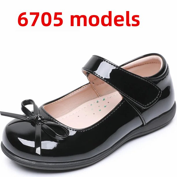 Zapatos de princesa, zapatos de cuero para niños, Nudo de mariposa blanco y negro, ceremonia escolar, zapatos de rendimiento para niñas, escuela para estudiantes