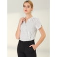 thumbnail image 2 of INSPIRE CHIC Blusa de oficina de trabajo con cuello en V con estampado de puntos para mujer blanco M, 2 of 6