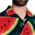 thumbnail image 5 of Watermelon Men's Short Sleeve Hawaiian Shirt, Poplin Casual Printed Button Down, Summer Beach Unisex Shirts, 5 of 6